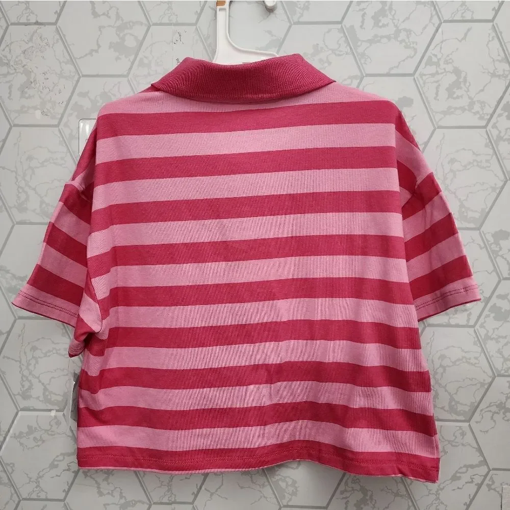 Nwt Girls' Disney Lady & The Tramp Valentine's Day Croped Polo Graphic T-Shirt